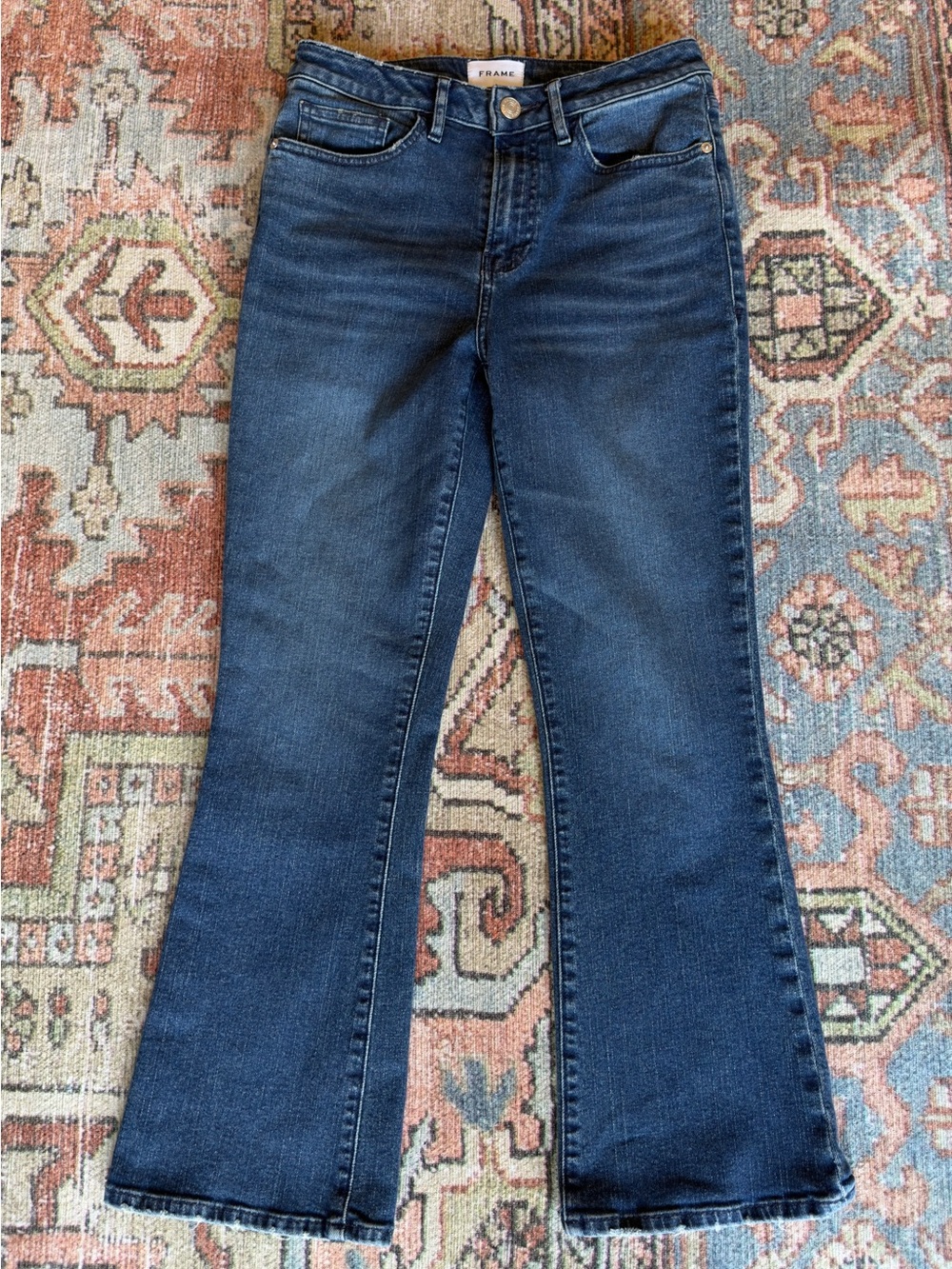 Frame Denim Dark Blue Le Crop Mini Boot Jeans